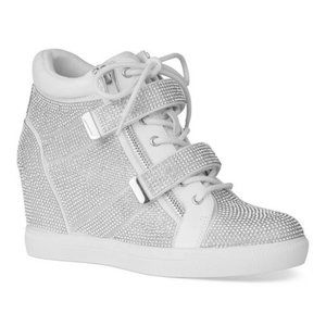 INC International Concept Women's Debby Sparkle Rhinestones Off White Sneakers_6